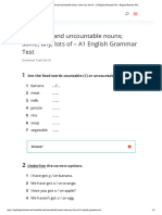 Countable and Uncountable Nouns Some, Any, Lots of - A1 English Grammar Test - English Practice Test