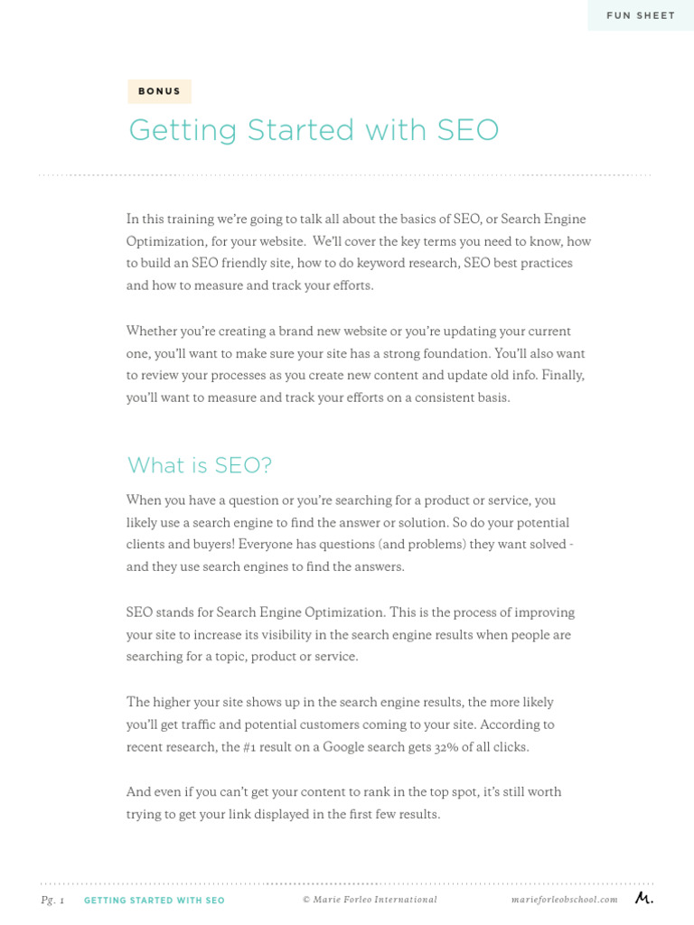 SEOFun Sheet | PDF | Search Engine Optimization | Search Engine Marketing