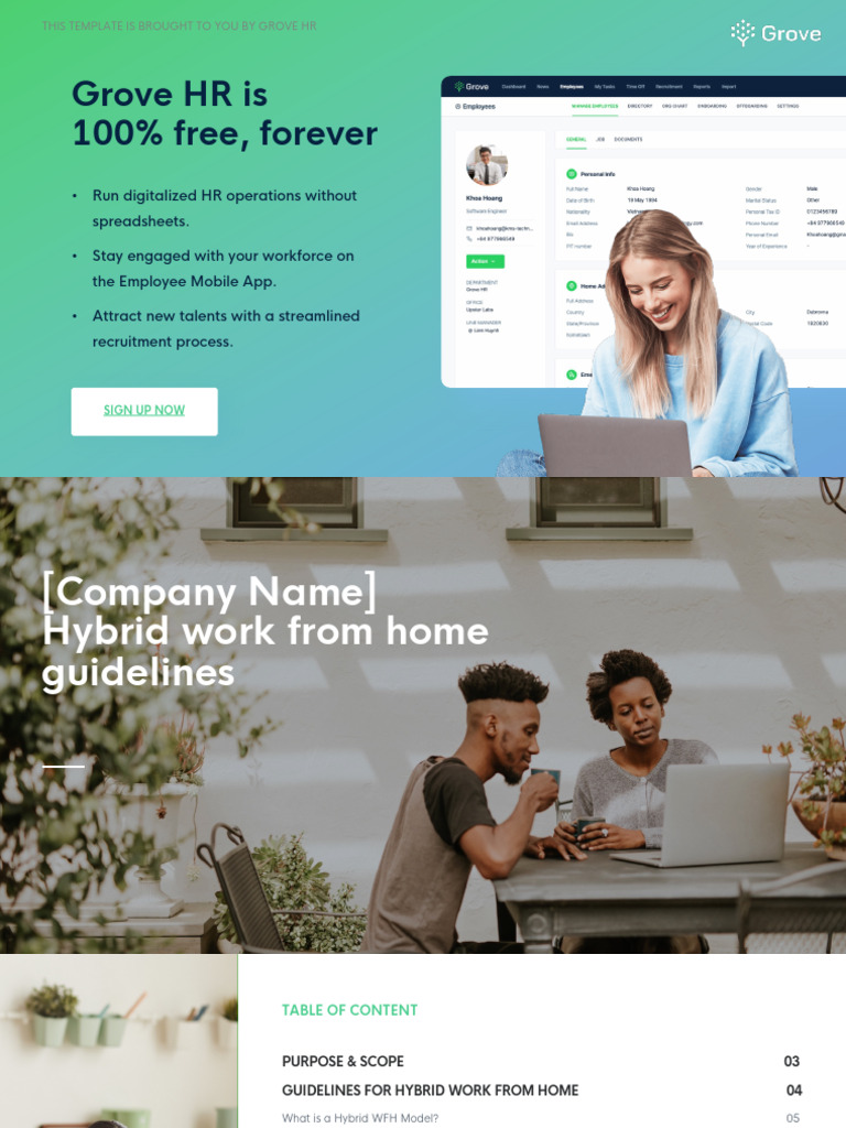The Hybrid Work From Home Guideline Template Download Free PDF
