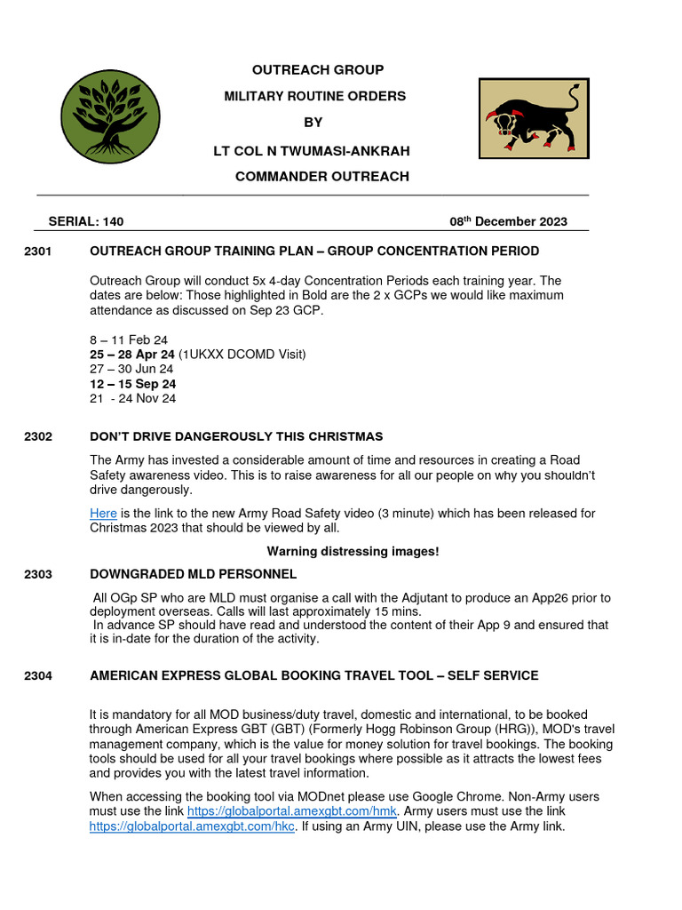 Outreach Group Routine Orders | PDF | Technology & Engineering