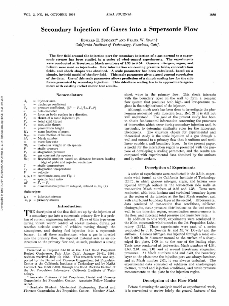 Spaid 1964 | PDF | Gases | Boundary Layer
