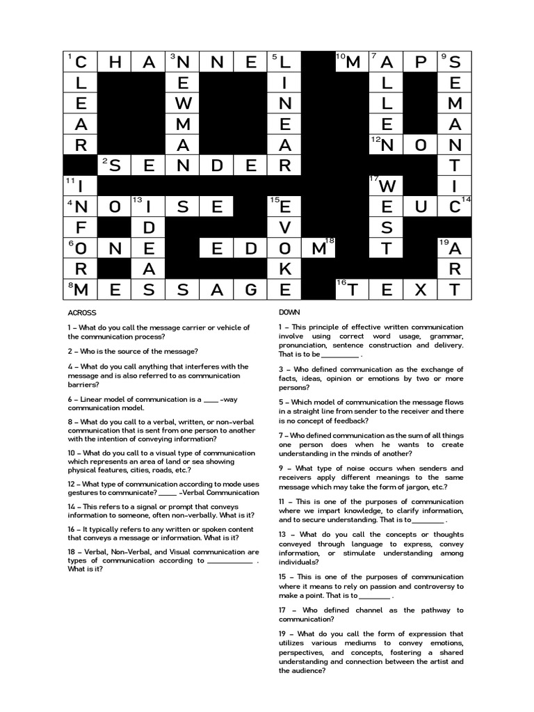 Communication Crossword Puzzle | PDF | Communication | Information