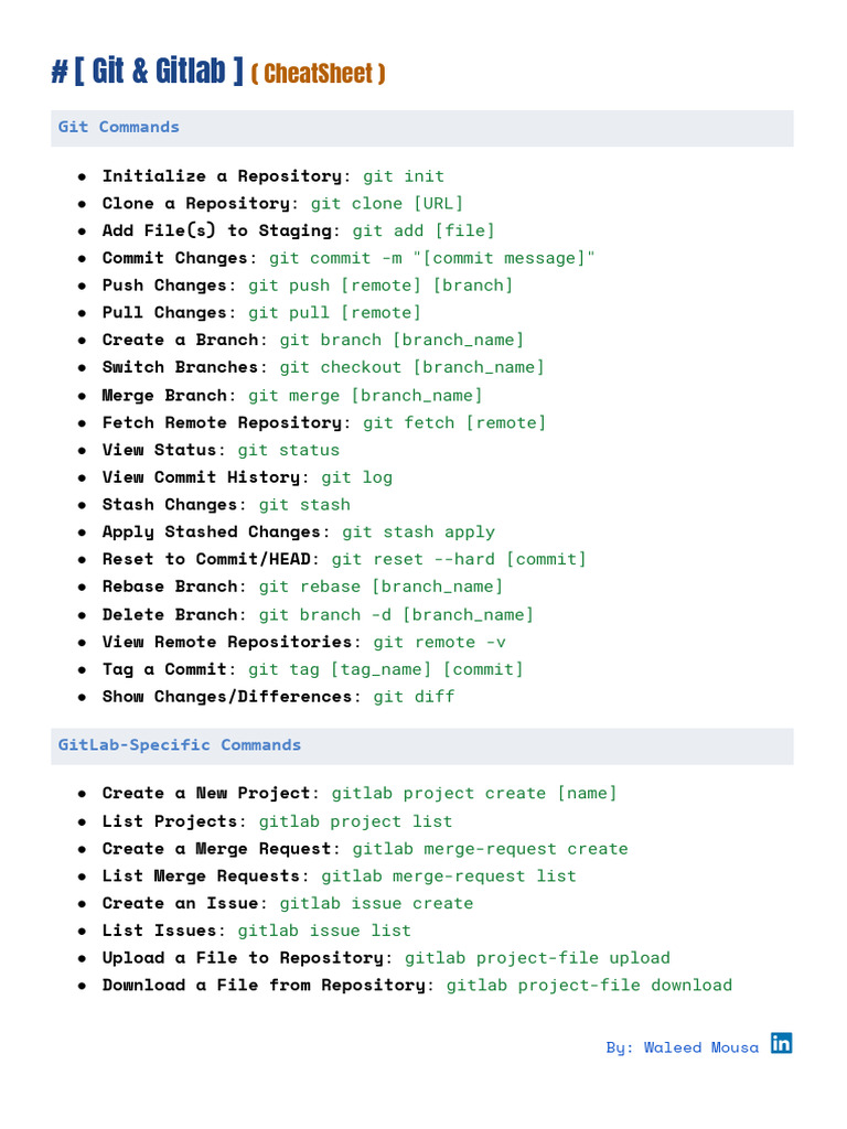Git Gitlab Cheatsheet 1702839836 | Download Free PDF | Computing | Software