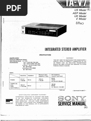 Sony Ta-V7 | PDF