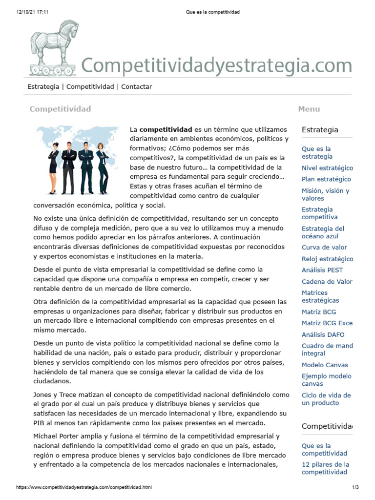 Definición de Competitividad Económica | PDF | Business | Mercado ...