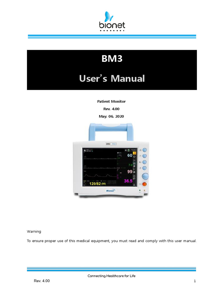 Bionet Patient Monitor BM3 Pro User Manual | PDF | Rechargeable Battery ...
