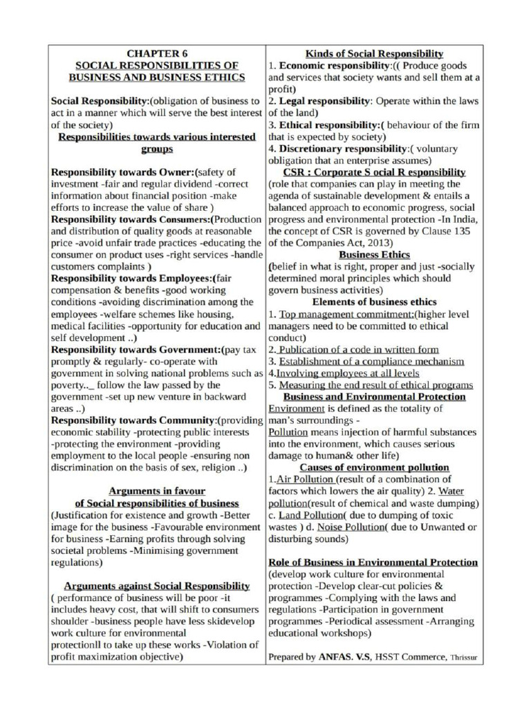 Chapter 6 Social Responsibility And Business Ethics Pdf