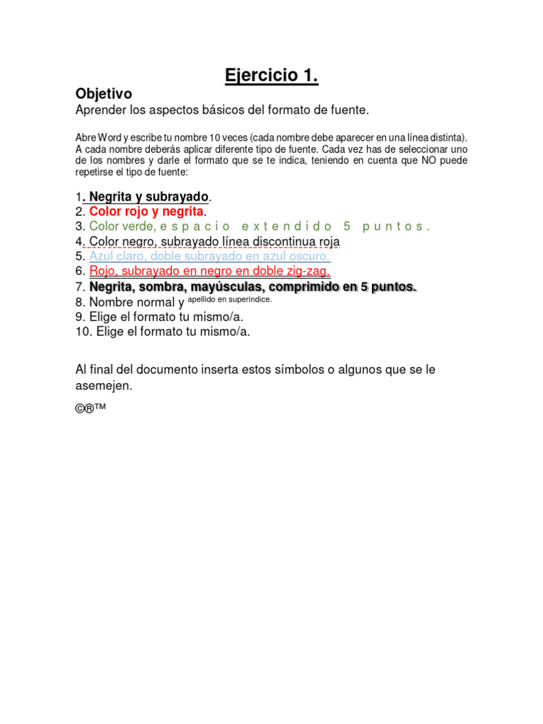 Ejercicio 1 WORD 5TO DE PRIMARIA | PDF