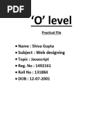 O' Level: - Subject: Web Designing