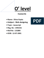 O' Level: - Subject: Web Designing