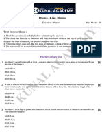 Optics Practise Questions