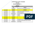 Datesheet - Periodic Assessment - 1 For Class Xii (2023-2024)