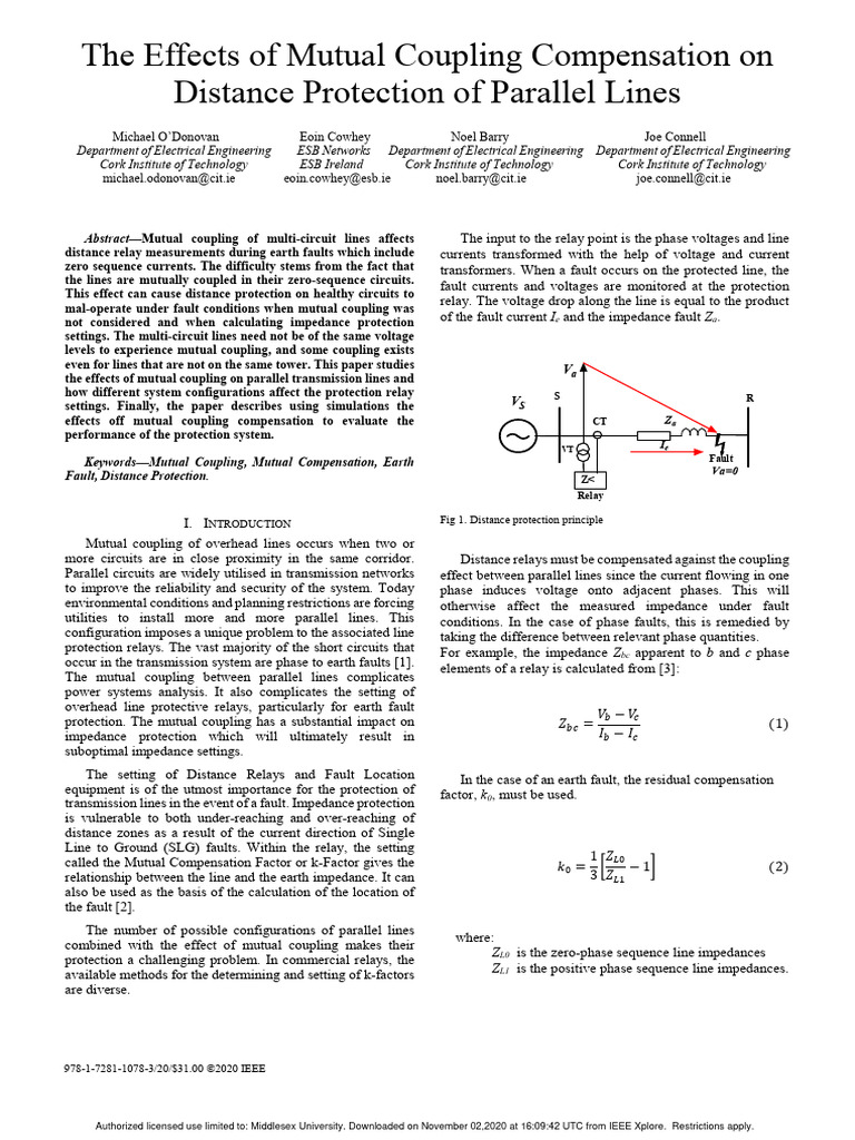 Mutual Compensation | PDF | Relay | Electrical Impedance