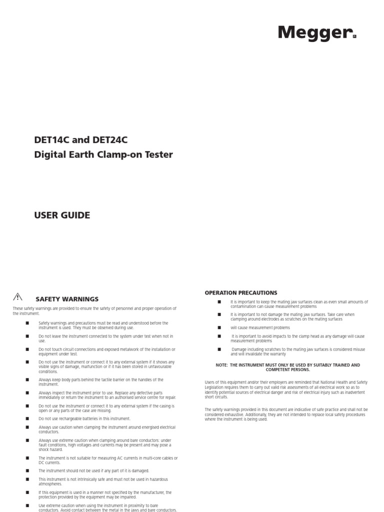 Megger DET24C User Manual | PDF | Electronics | Electromagnetism