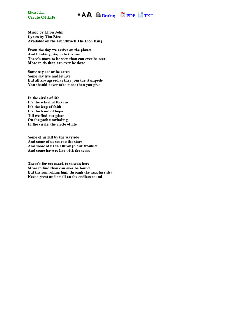 the opening line of circle of life is changing everything you knew