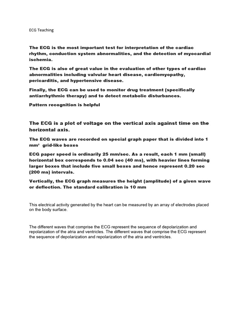 Ecg Teaching Pdf Electrocardiography Cardiology