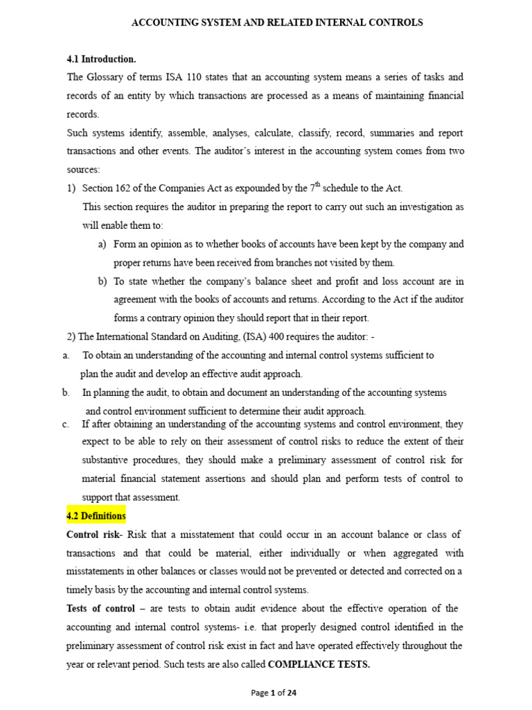 Lesson 7 Accounting System And Related Internal Controls Pdf