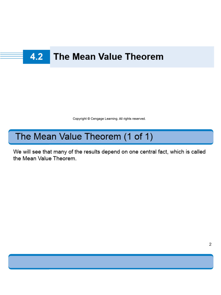 Application of Derivatives (Mean Value Theorem and Others) | PDF ...