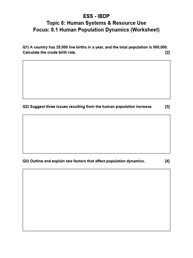 Human Population Dynamics Worksheet | PDF | Social Science
