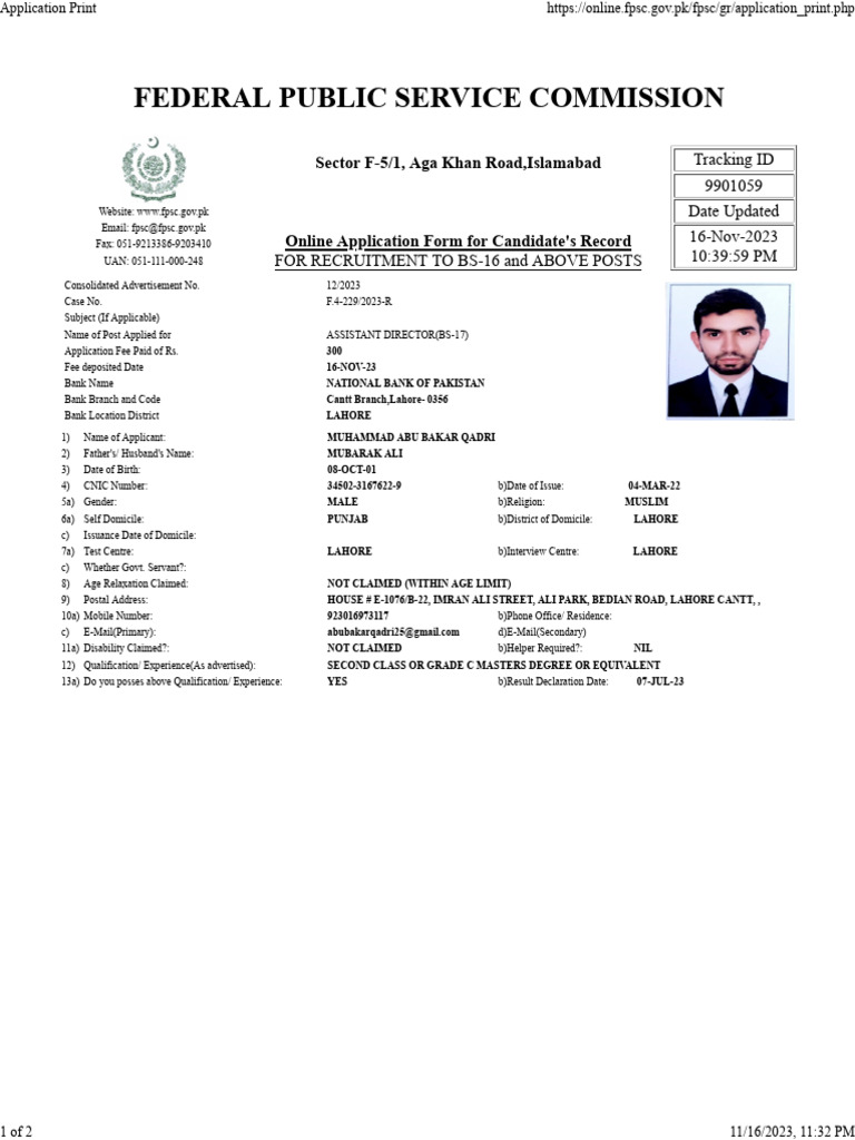 FBSC Application, Ad Ib | PDF