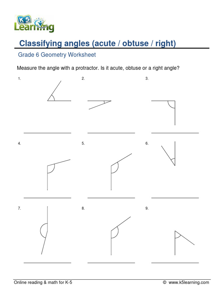Grade 6 Geometry Classify Measure Angles D | PDF