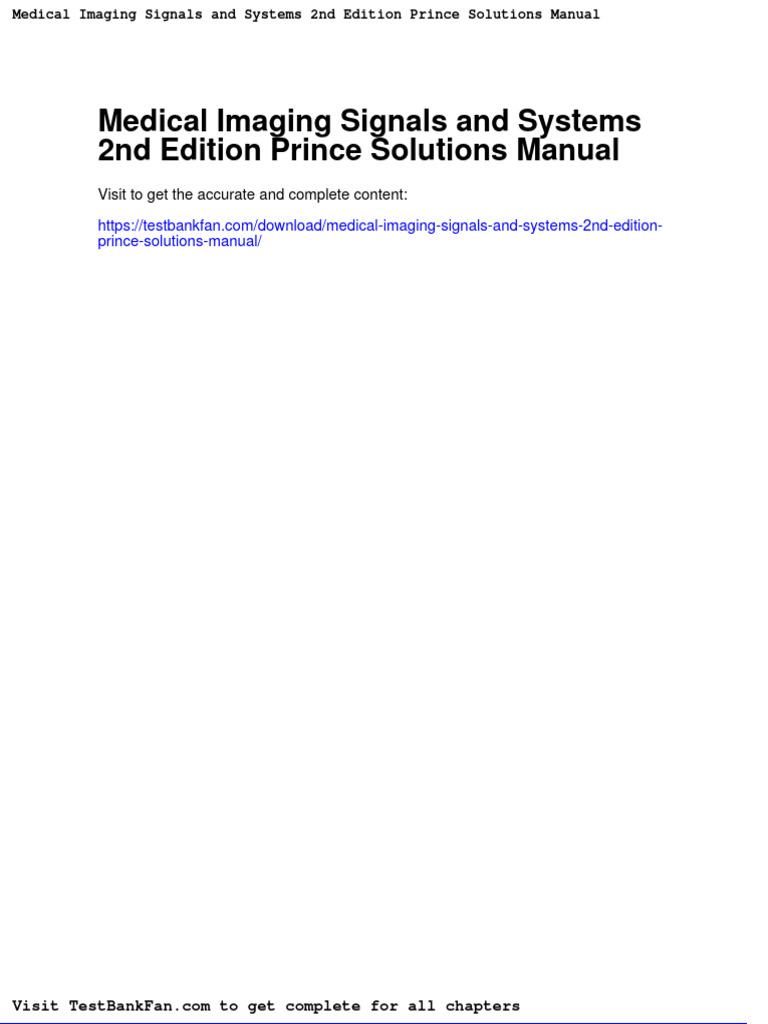 Dwnload Full Medical Imaging Signals and Systems 2nd Edition Prince