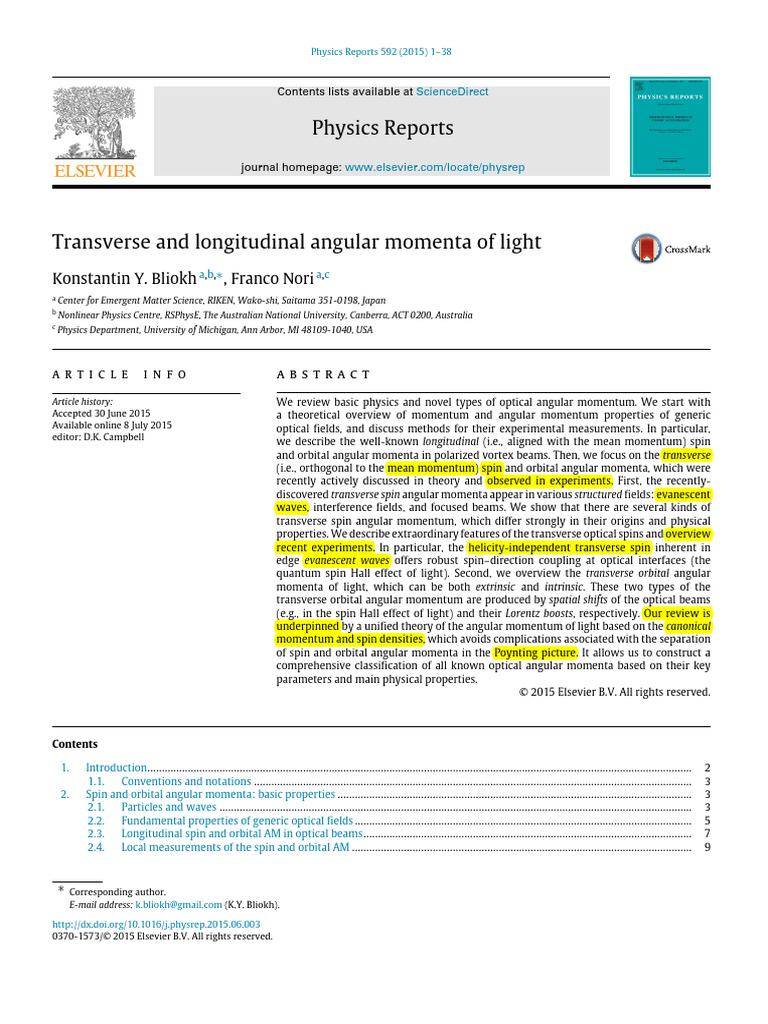 Angular Momentum of Light Explained | PDF | Spin (Physics) | Waves