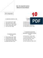 10. Lista de Compozitorii pentru Referat