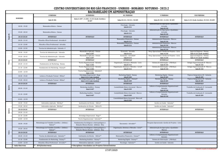 Horario Unirios 2024 PDF