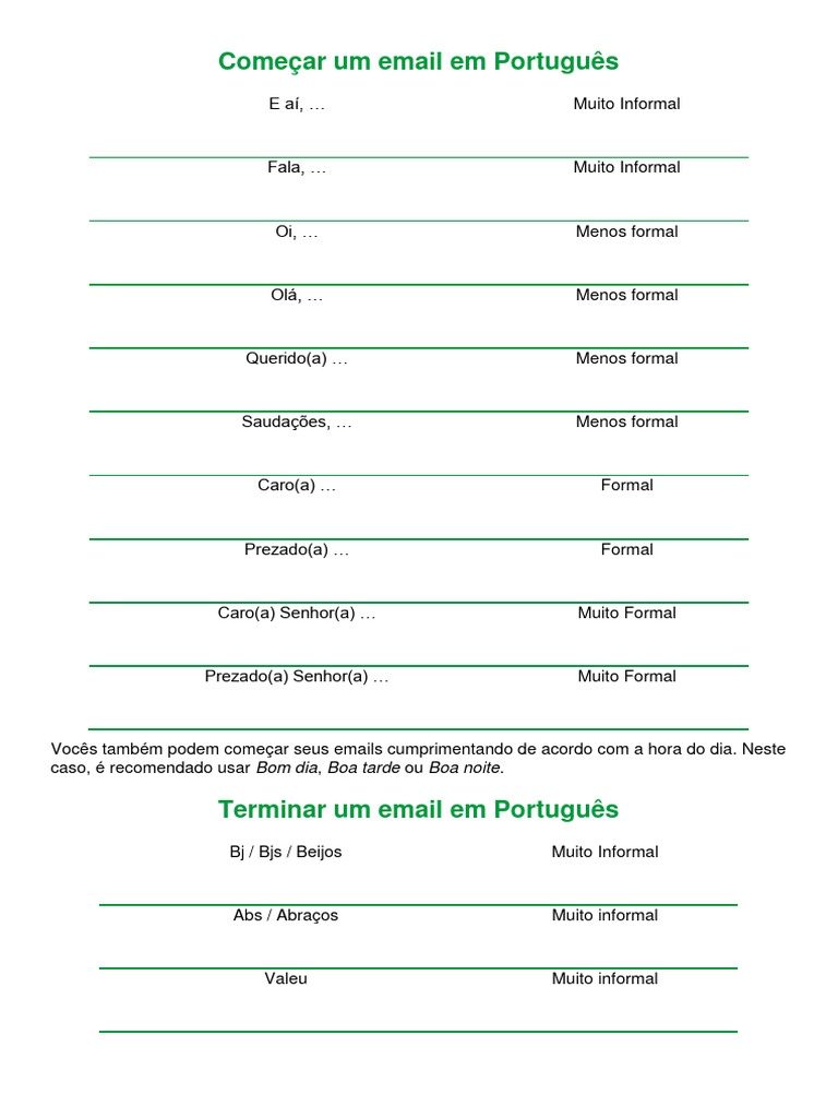 Como Começar e Terminar E-mails em Português | PDF