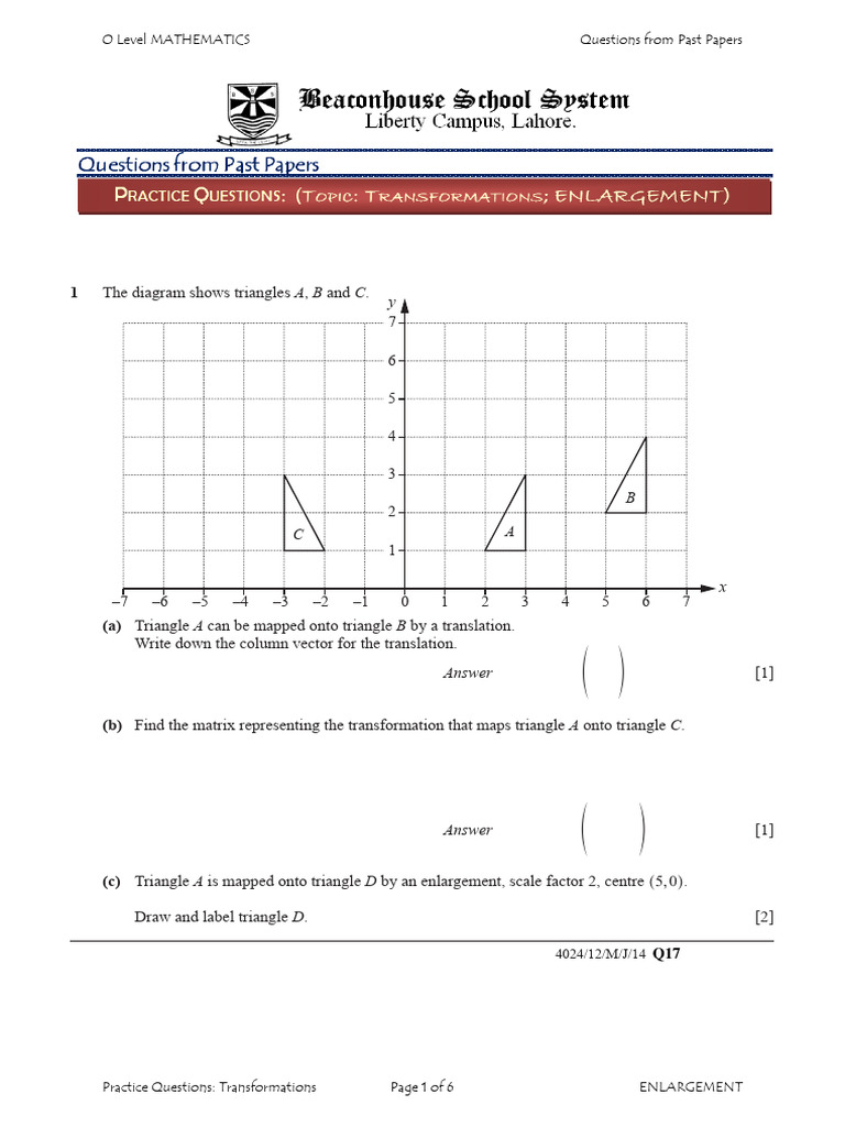 Transformations of Triangles in Geometry | PDF | Matrix (Mathematics ...