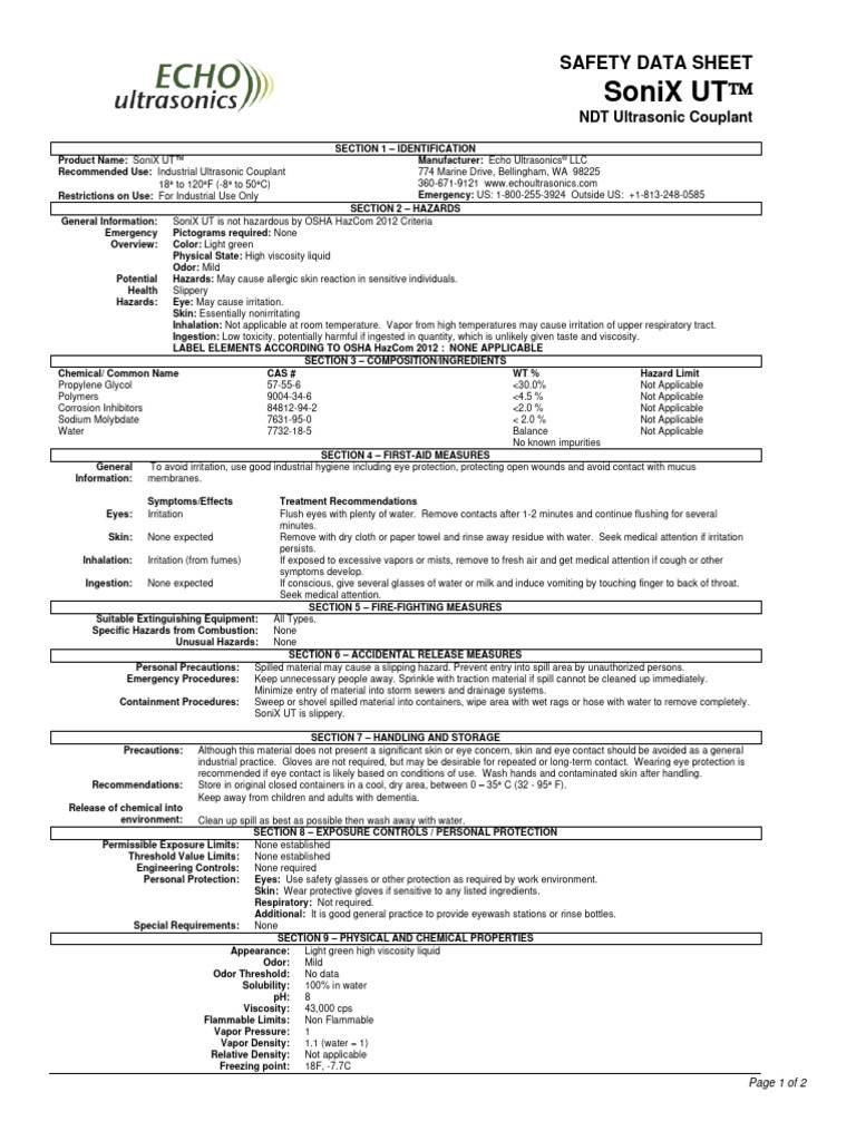 Sonix sds 1 06 22 pdf hazards environmental science