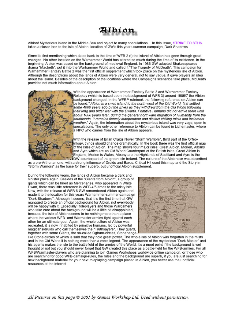 Exploring Albion Warhammer's Dark Shadows PDF Fantasy Role