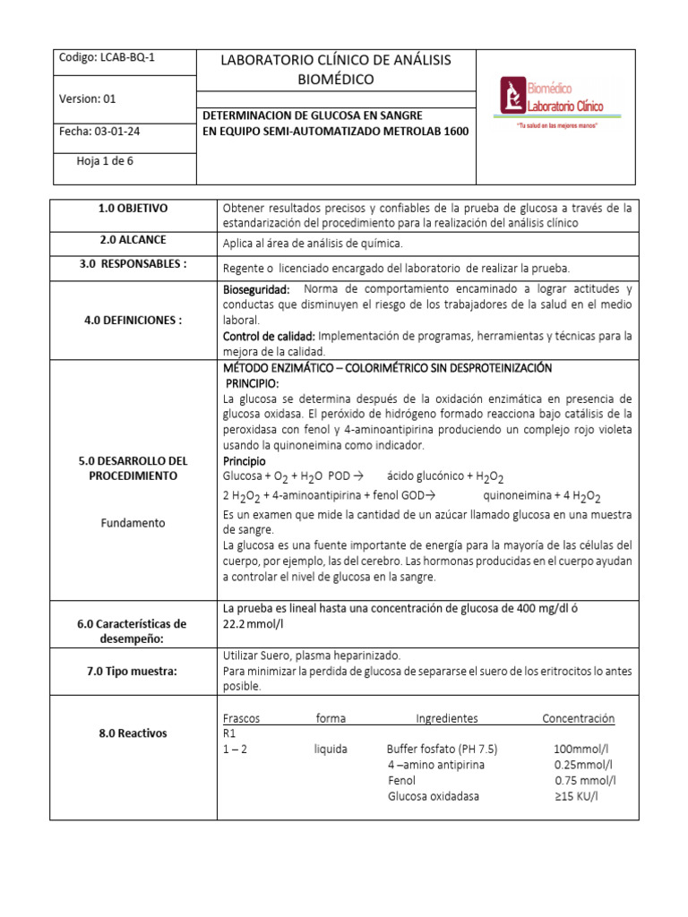 Poes Laboratorio Biomedico-1 | PDF | Laboratorios | Peróxido de hidrógeno