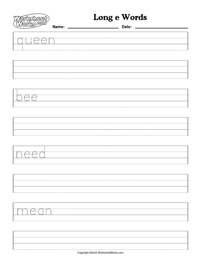 WorksheetWorks Long e Words 1 | PDF