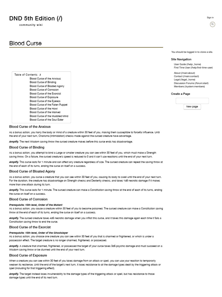 D&D 5E Blood Hunter Curses Guide | PDF