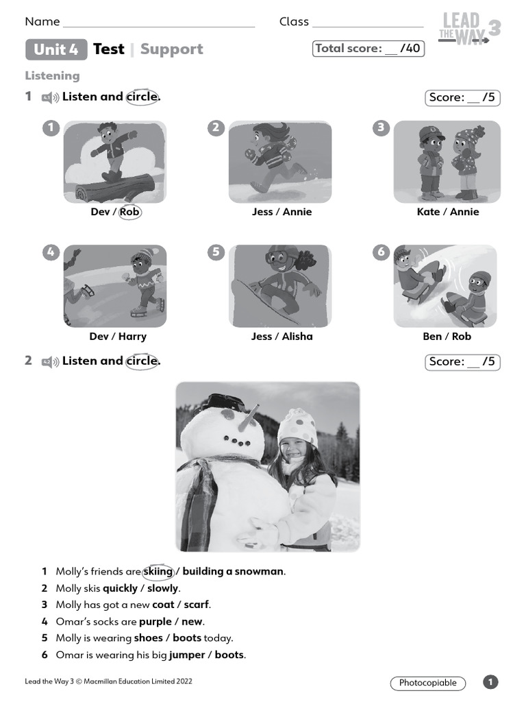 Unit 7 Test: Lead the Way 3 | PDF | Winter | Racing