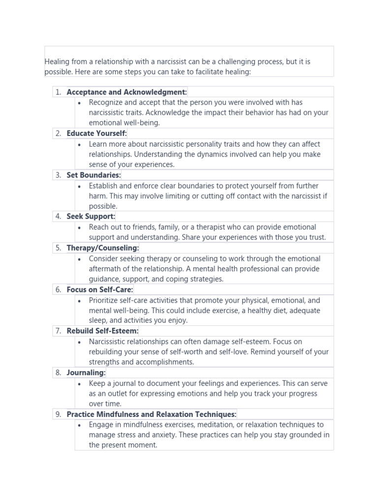 Healing After Narcissistic Abuse | PDF | Psychotherapy | Self Esteem