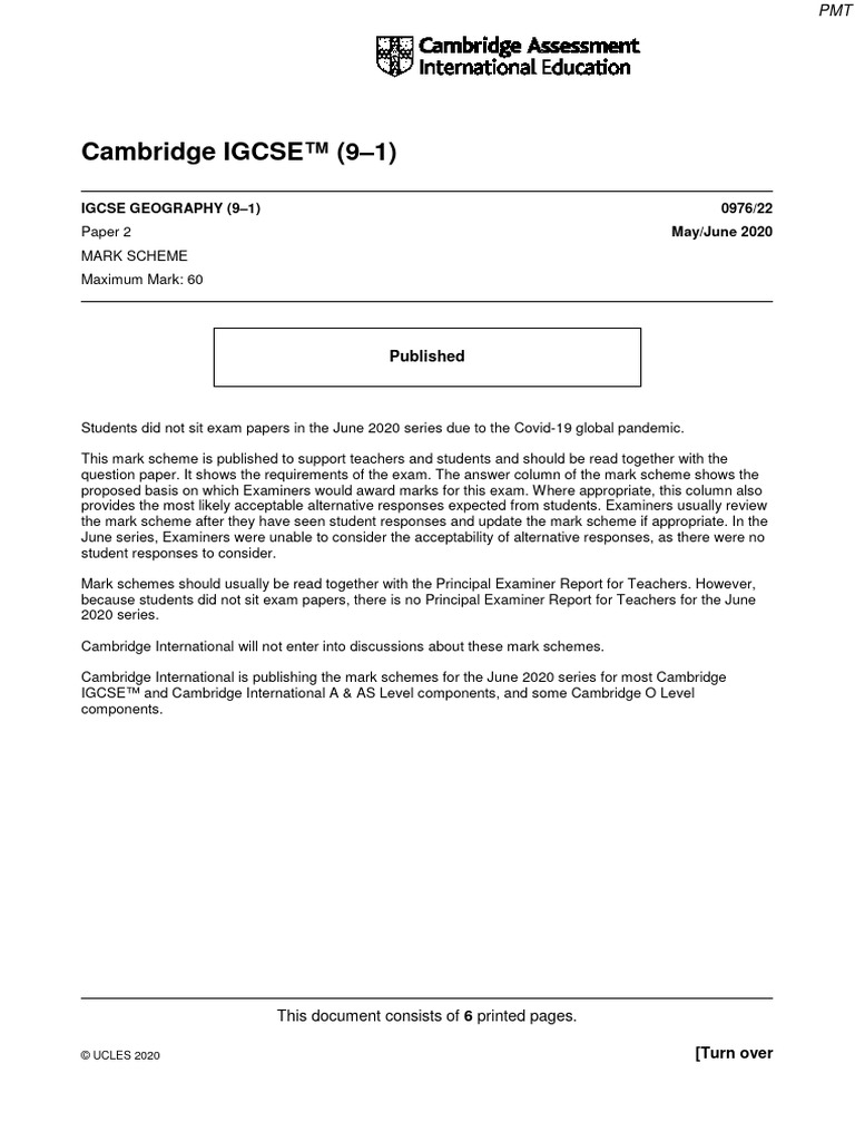June 2020 (v2) MS - Paper 2 CIE Geography IGCSE | PDF