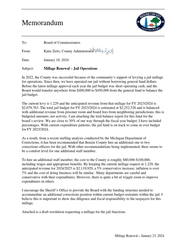 Jan 23 2023 BOC Packet-Jail Millage | PDF | Property Tax | Government