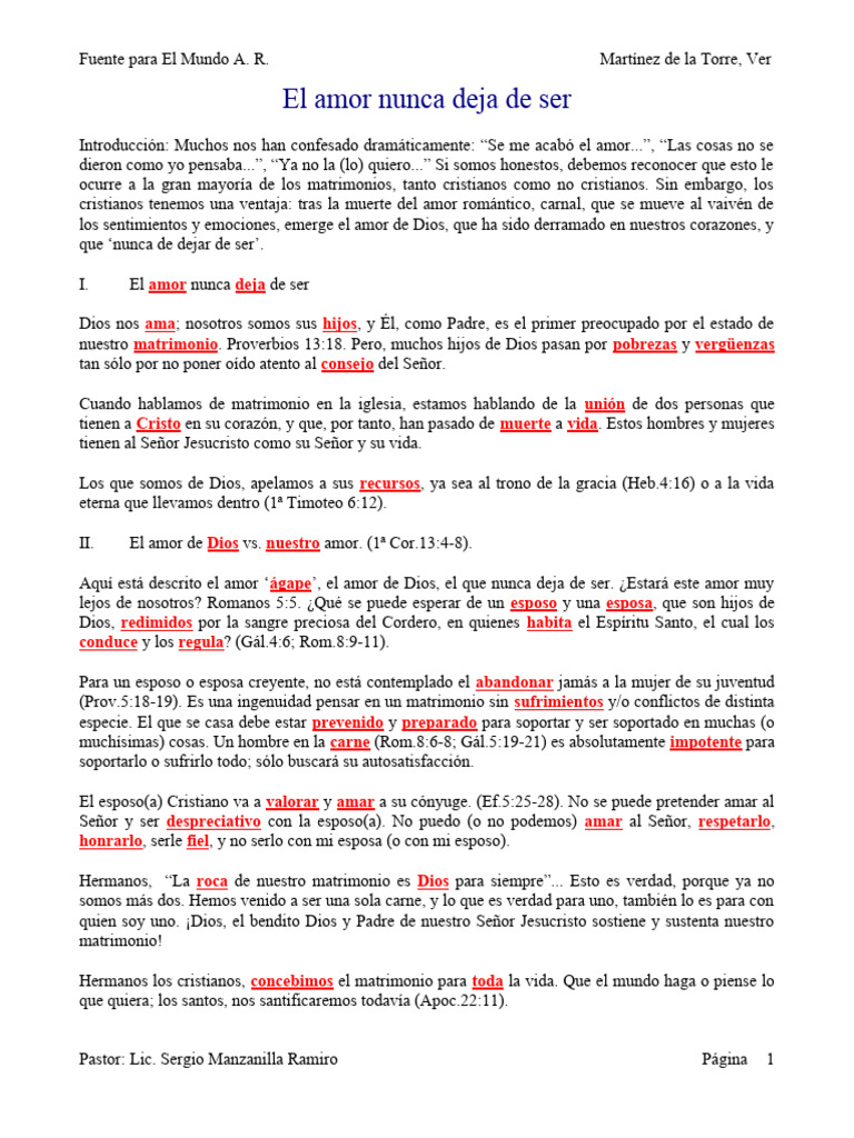 Amor de Dios en el Matrimonio Cristiano | PDF | Amor | Cristo (título)
