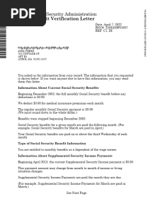 Benefit Verification Letter
