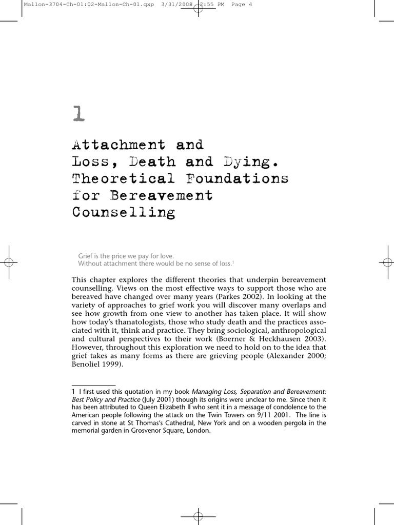 Theories of Bereavement Counselling | PDF | Grief | Attachment Theory
