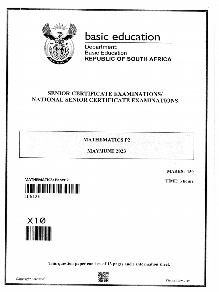 Gr 12 dbe maths p2 may 2023 pdf