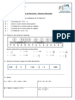 Lista de Exercício de Números Racionais - MAT - 7º Ano