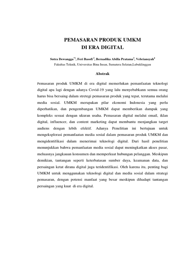 Strategi Pemasaran Digital untuk UMKM | PDF