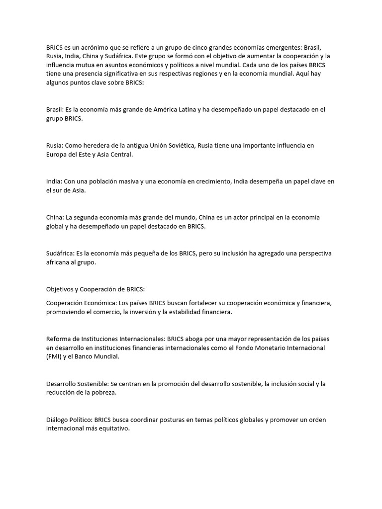 BRICS | PDF | Bric | Economias
