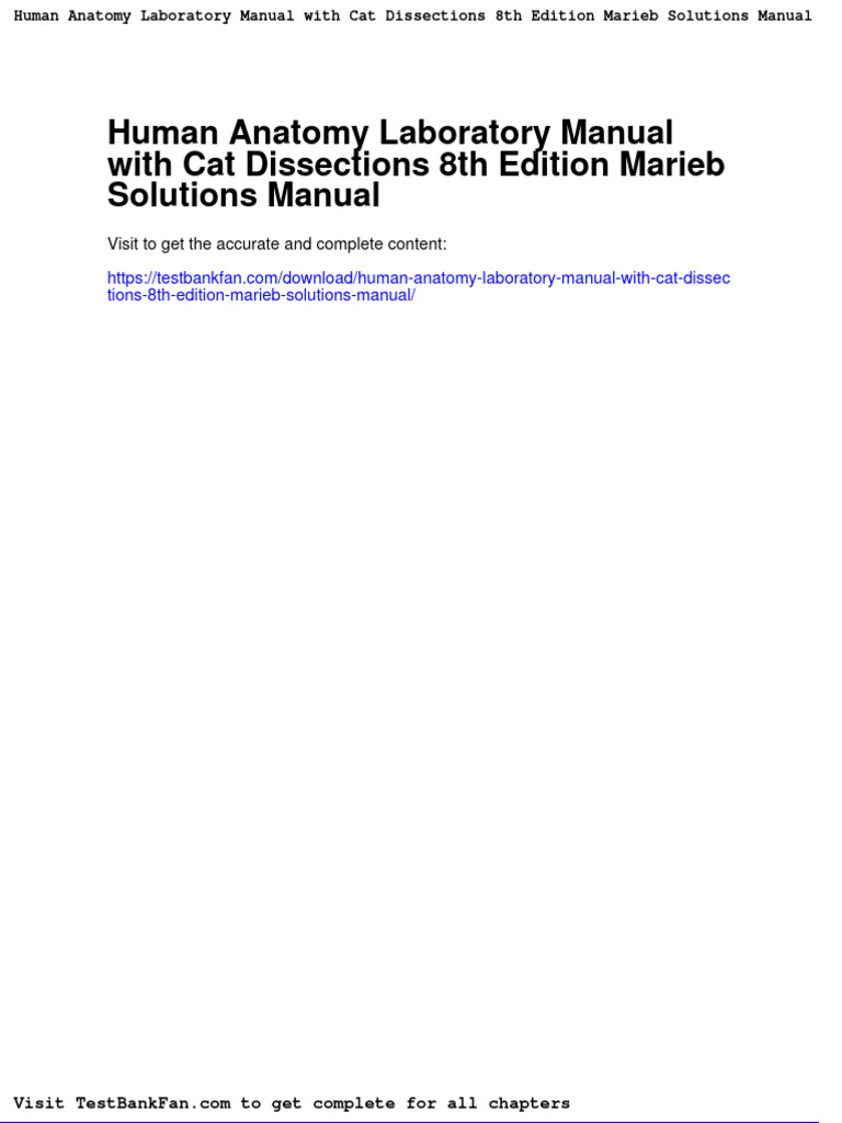 Dwnload Full Human Anatomy Laboratory Manual With Cat Dissections 8th
