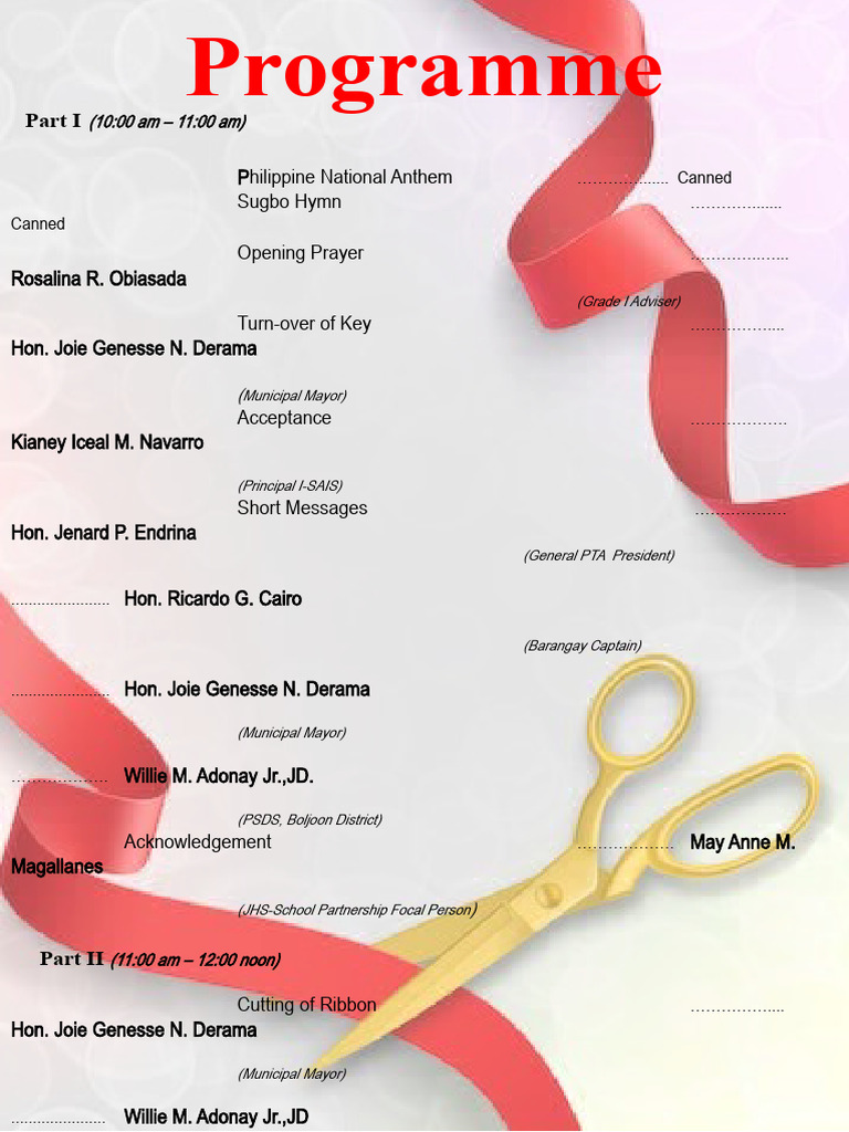 Ribbon Cutting Ceremony Program