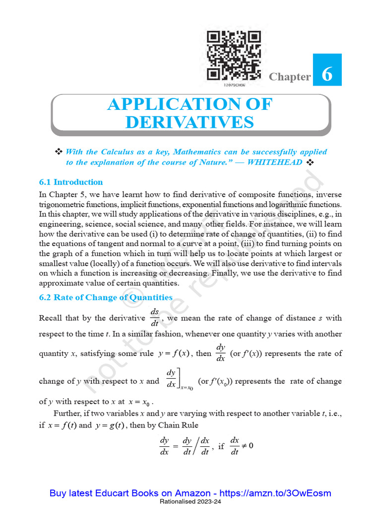 Ch-6 Application of Derivatives | PDF
